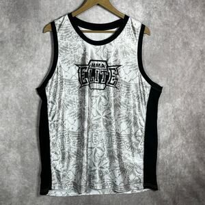 MMA Elite Tank Top Mens Large Gray Black Graphic Print Athleisure Y2K Basketball